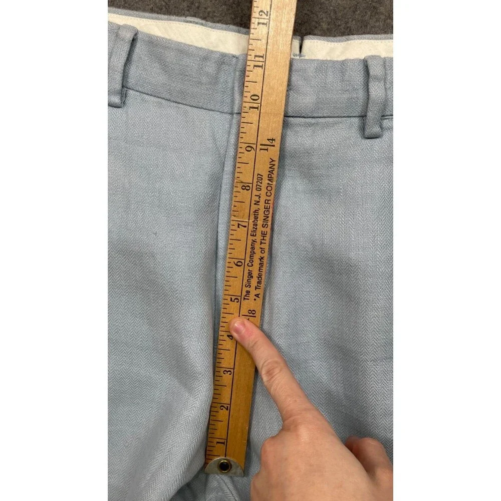 Vintage Polo Ralph Lauren Linen Pants 34x31 Light Blue Herringbone Trousers Read